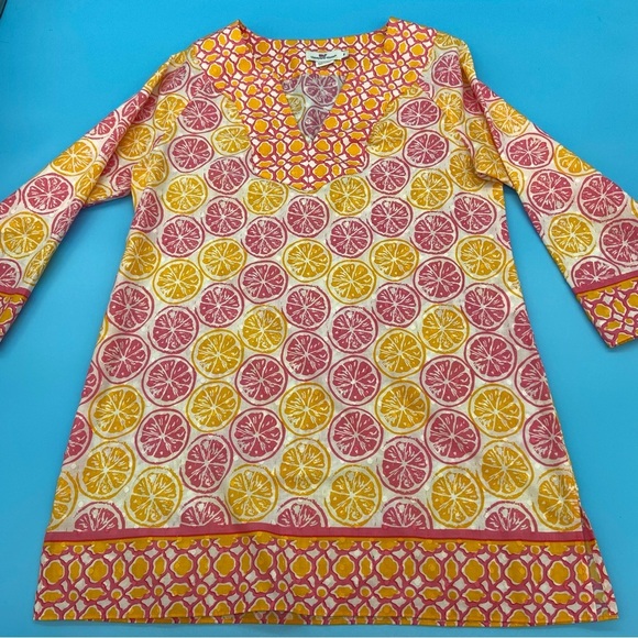 Vineyard Vines Colorful Citrus Print Cotton Textured Tunic Size S - Picture 1 of 8